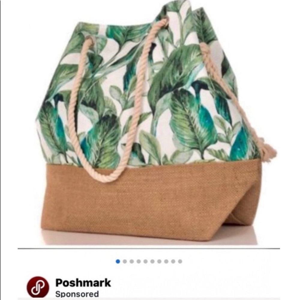 HP✨Tropical Palm Leaf Bucket Bag Backpack Tote NWT - Picture 3 of 10